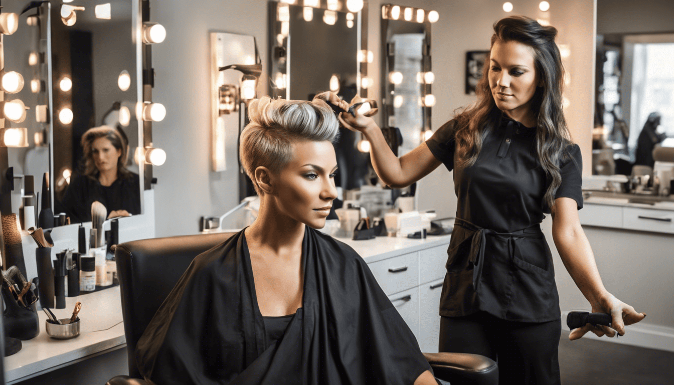 Hair stylist in a cinematic salon during an interview